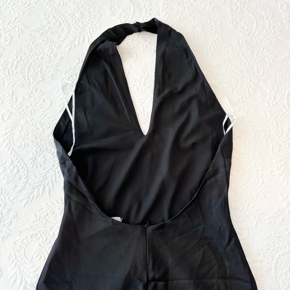 NWOT Lulus Beyond Classy Black Satin Halter Midi Dress Large - Picture 5 of 8